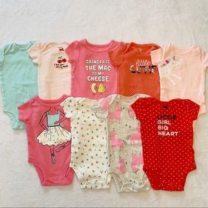 Bundle of 9 Baby Girl Carter’s Onesies